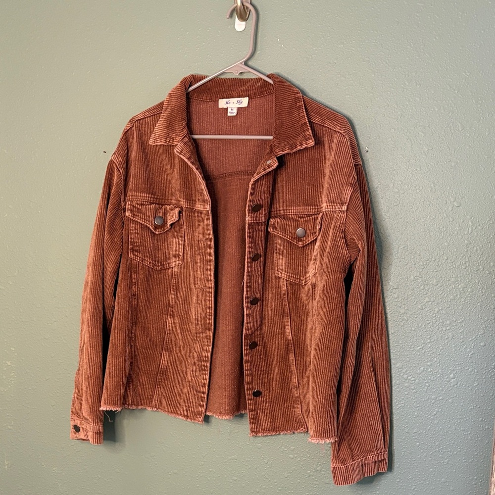 She + Sky Brown Corduroy Jean Jacket